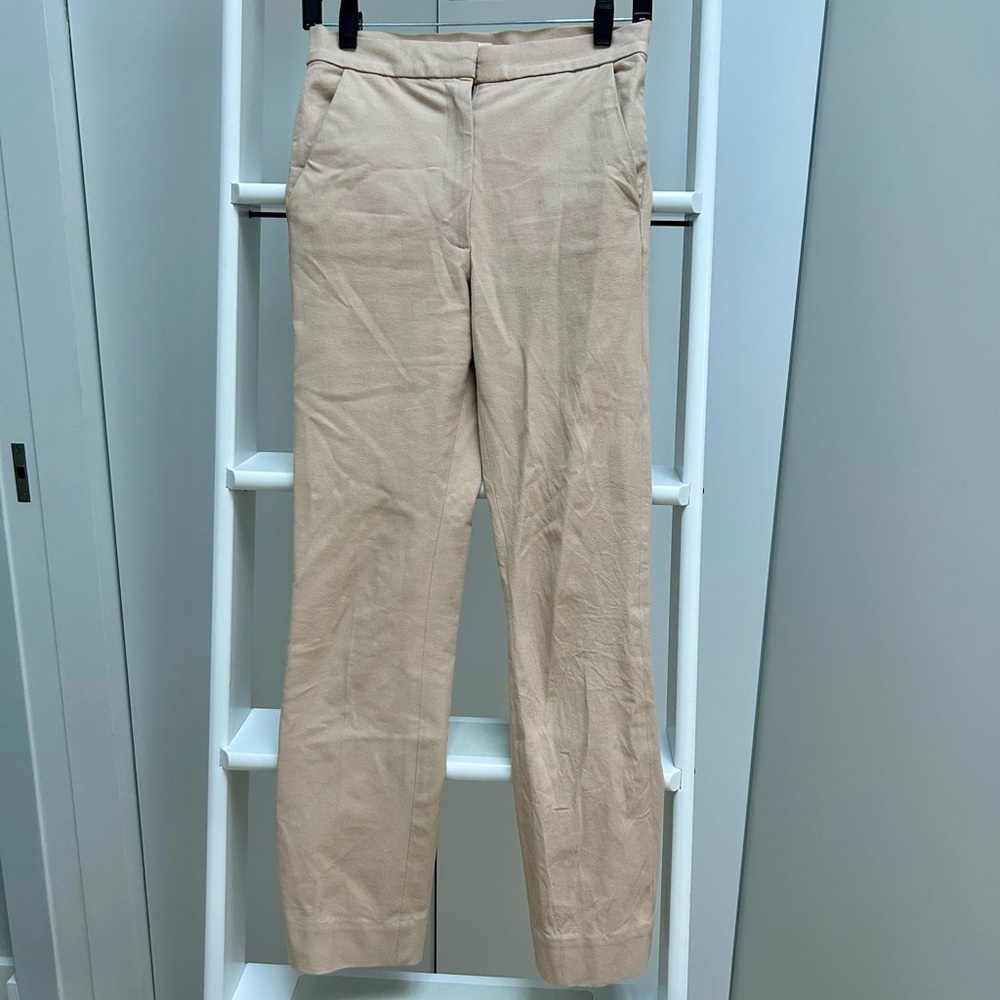 Cos Neutral Beige Blend Front Straight Wide Leg Trousers Work pants XS 00/0
